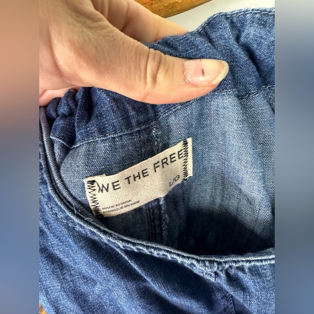 Free People Blue Denim Romper Jumper - Picture 7 of 7